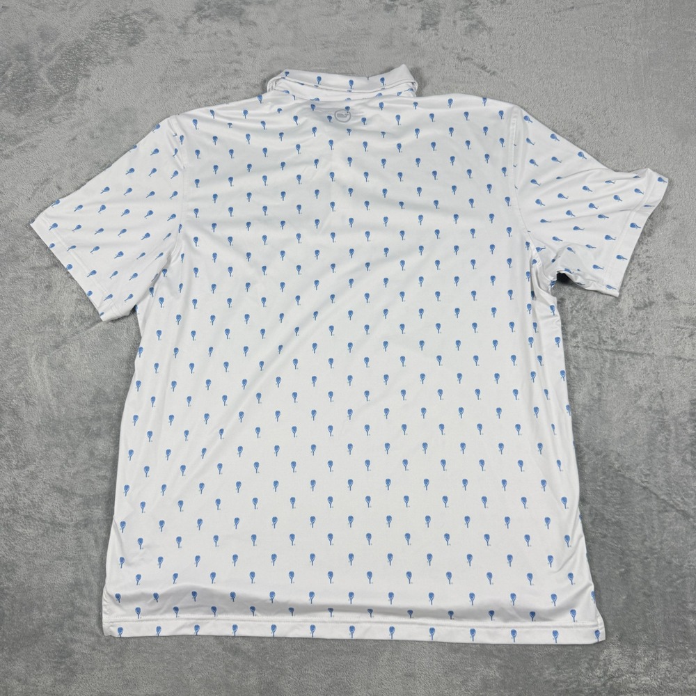 Vineyard Vines Mens XL Polo Shirt White Tennis Racquet AOP On-The-Go Sankaty - Picture 5 of 10